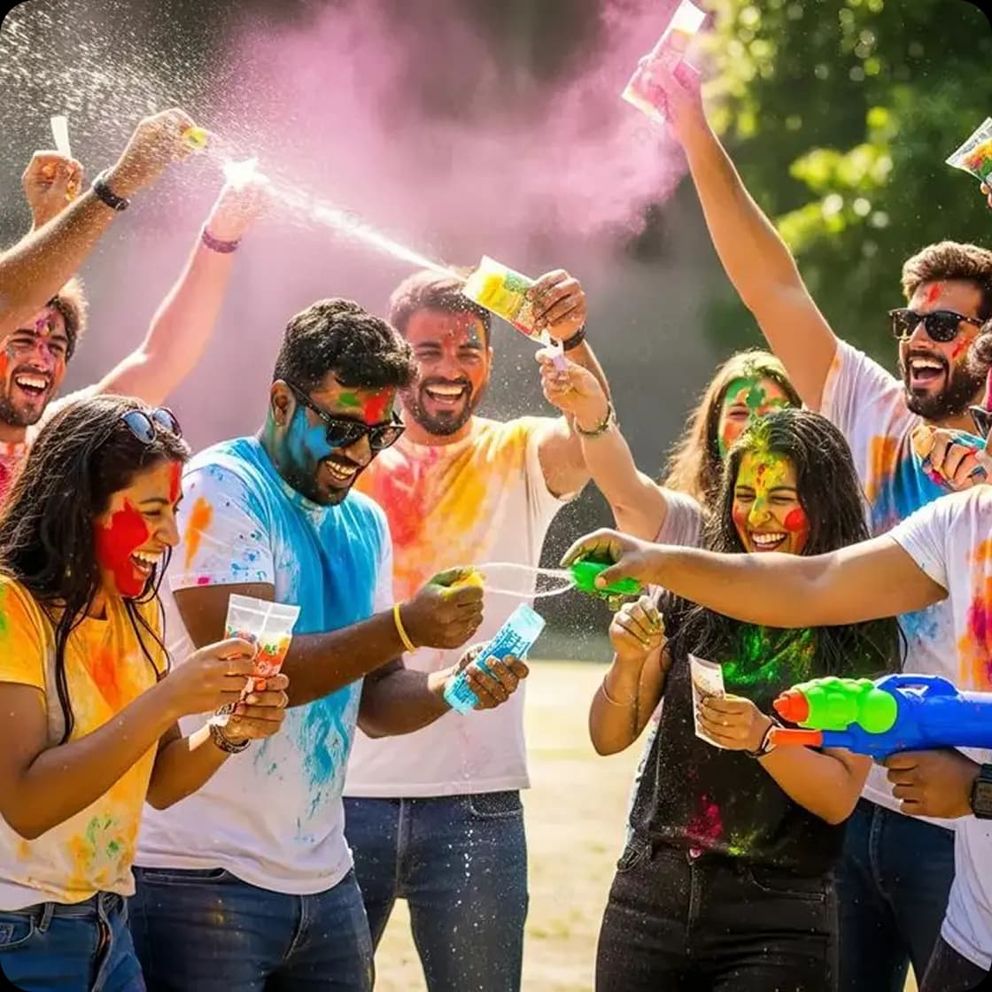 Residents playing with colors