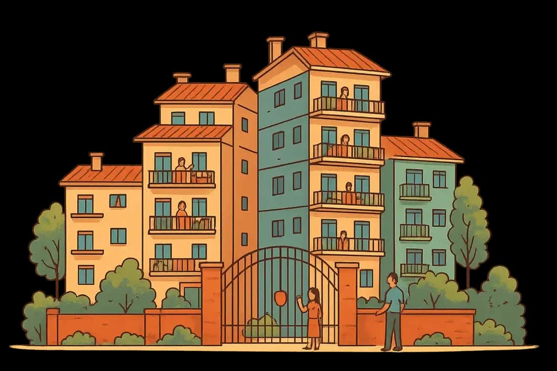 Community illustration showing people building connected communities