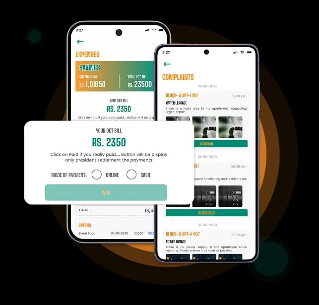 Resident360 maintenance management app screens