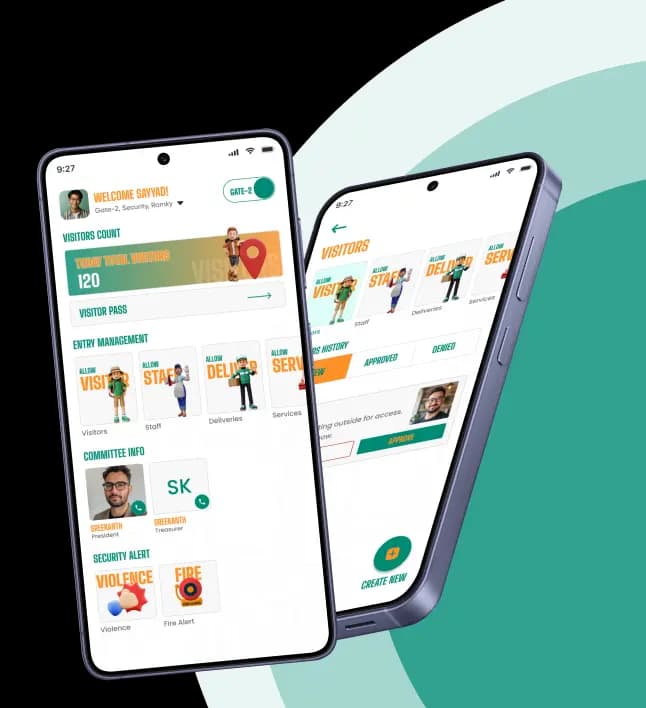 Visitor management app screens